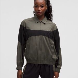 Lululemon Athletica Nylon Collard Jacket Olive and Black